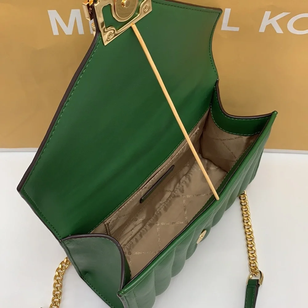 MICHAEL KORS MEDIUM FLAP CHAIN
SHOULDER CROSSBODY BAG FERN
GREEN COLOR - Picture 12 of 16